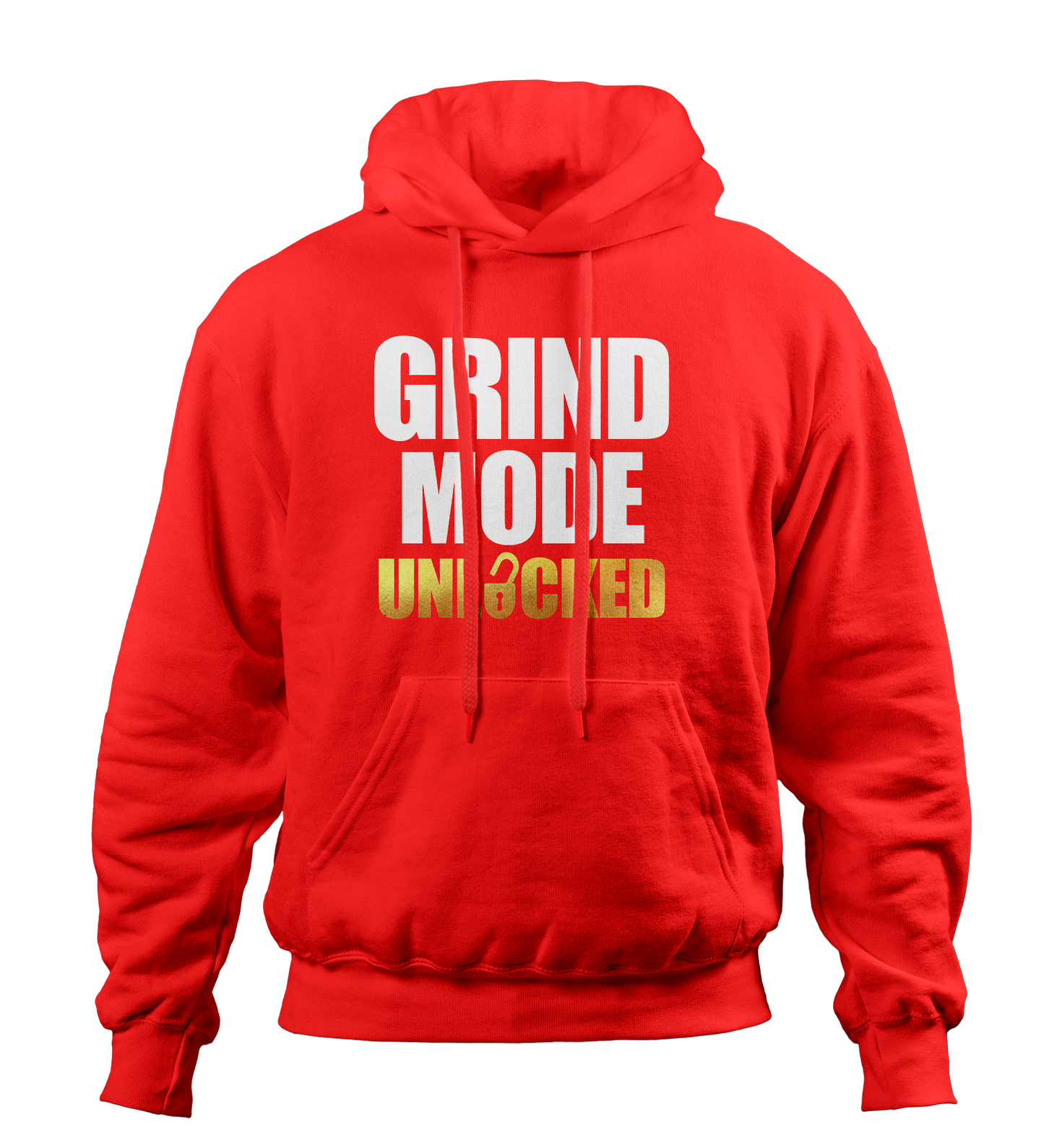 Grind Mode Unlocked Red Hoodie (White and Gold)