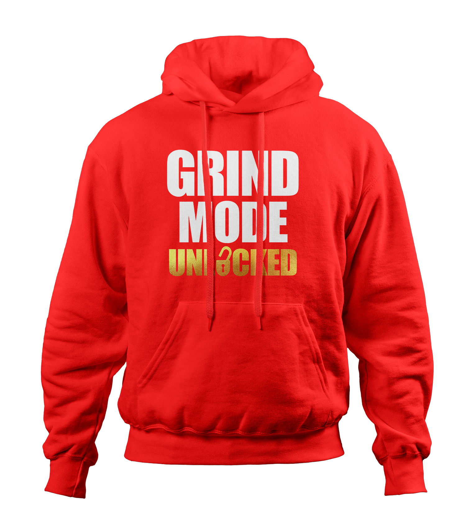 Grind Mode Unlocked Red Hoodie (White and Gold)